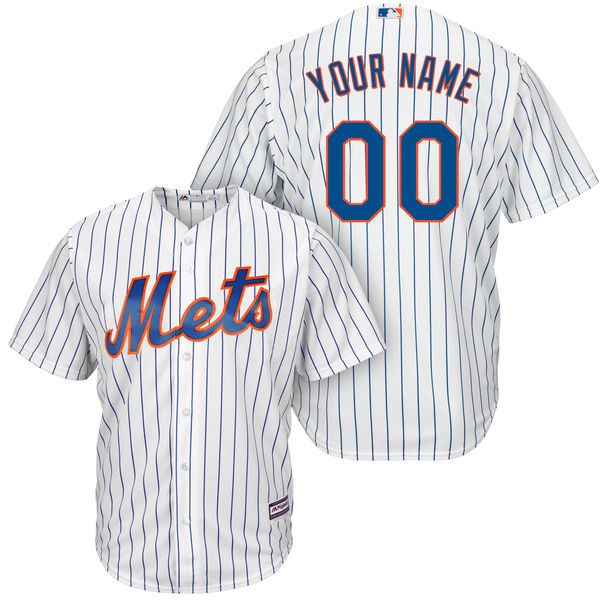 Men New York Mets Majestic White RoyalHome Cool Base Custom MLB Jersey